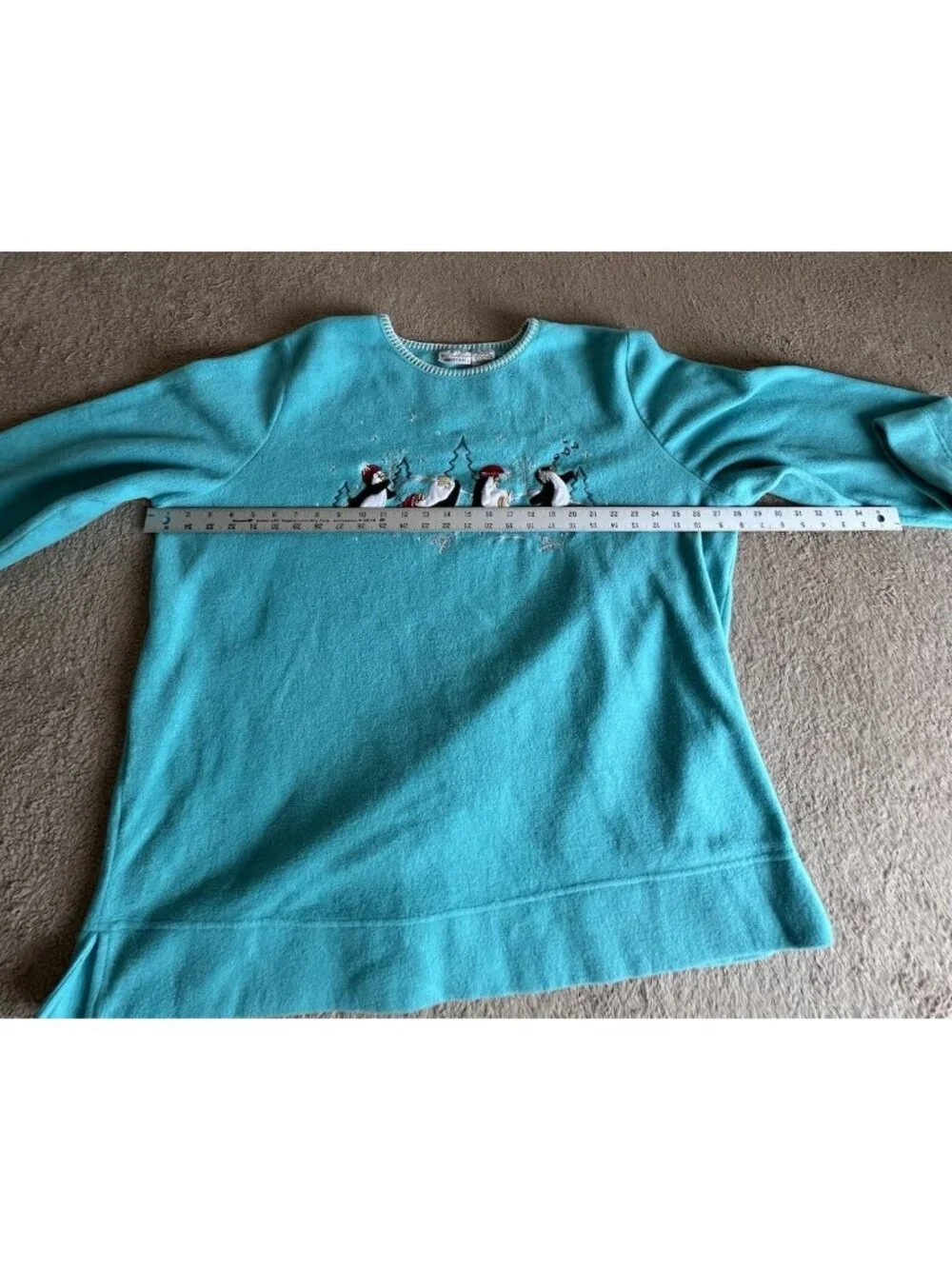 White Stag Polar Fleece Winter Penguins Top 22W 24W Blue - Picture 5 of 16